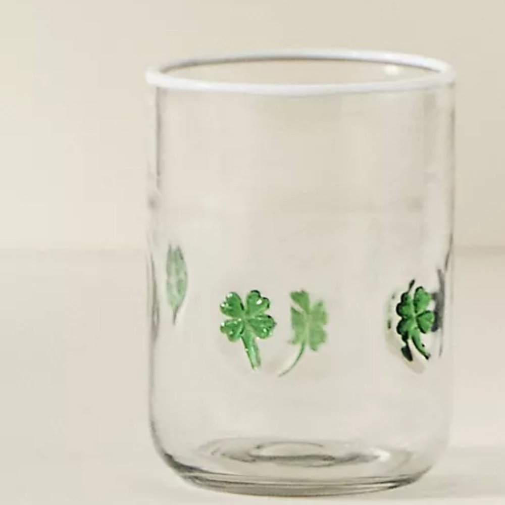 Anthropologie Lucky Shamrock Juice Glass